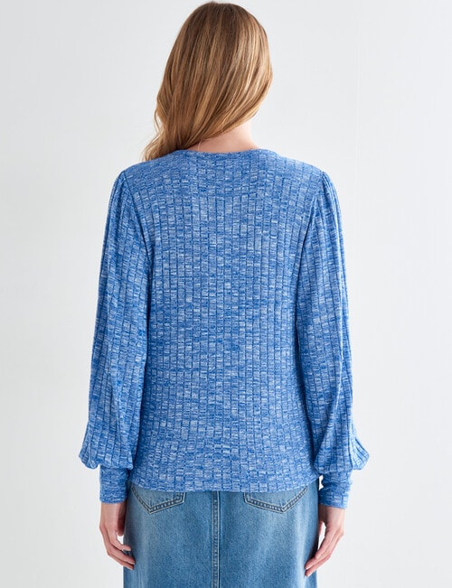 Zest Long Sleeve Rib Spacedye Top, Blue & White product photo View 02 L