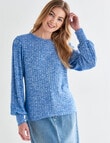 Zest Long Sleeve Rib Spacedye Top, Blue & White product photo View 04 S