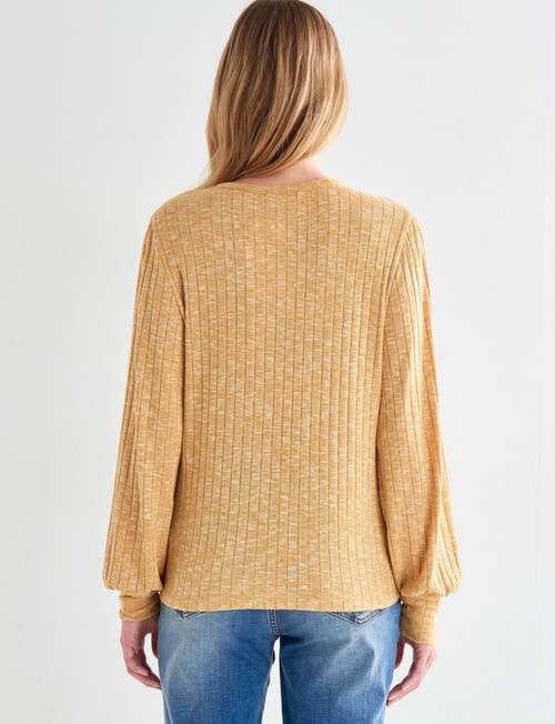 Zest Long Sleeve Rib Spacedye Top, Marigold product photo View 02 L