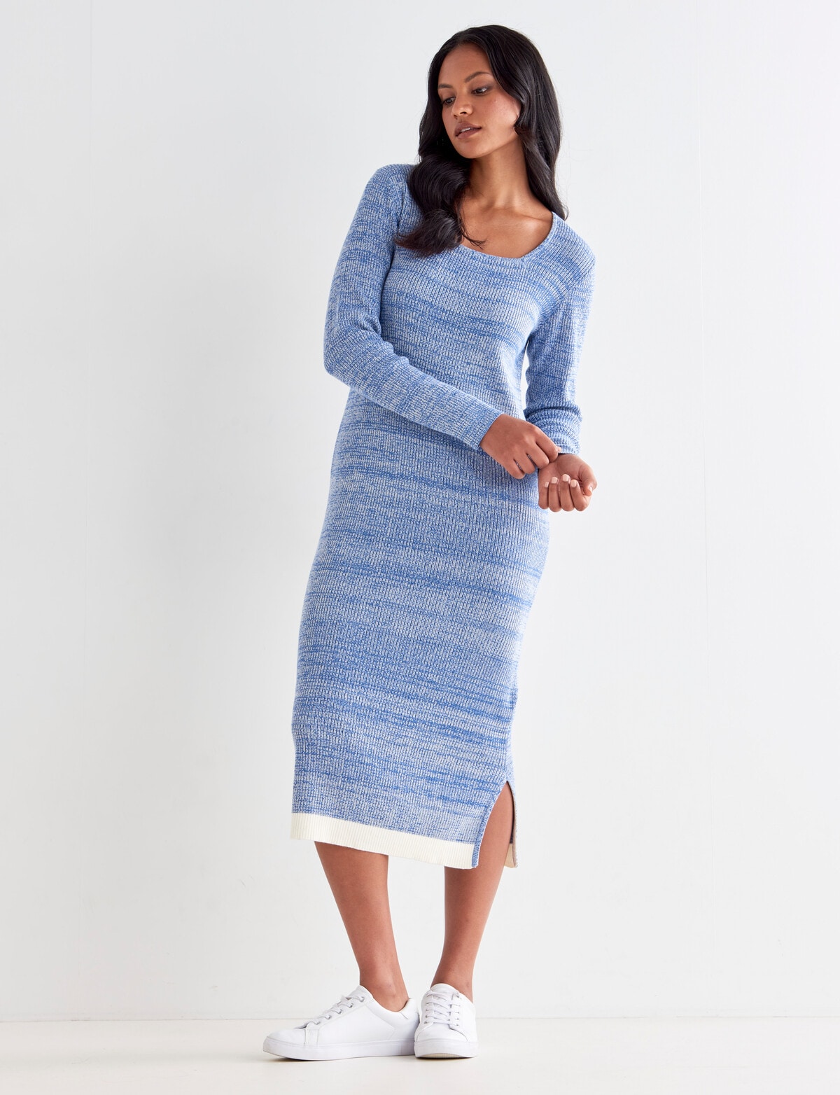 Zest Knitted Spacedye Dress, Blue - Dresses
