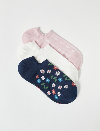 Simon De Winter Anklet Sock, 3-Pack, Ditsy Navy product photo