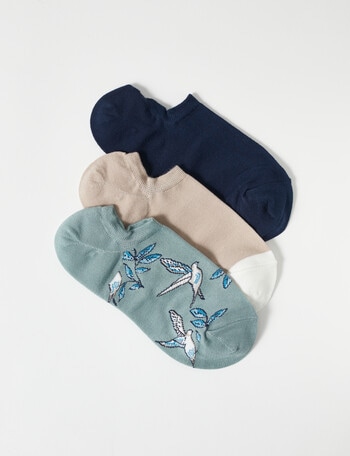 Simon De Winter Anklet Sock, 3-Pack, Bird Stone product photo