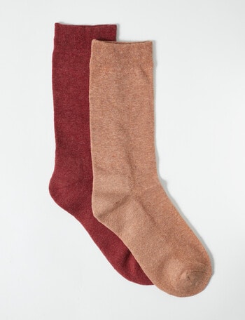Simon De Winter Moss Stitch Comfort Crew Sock, 2-Pack, Welt Ochre & Macaroon product photo