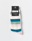 Simon De Winter Winter Warm Crew Sock, Multi Stripes Blush product photo View 02 S