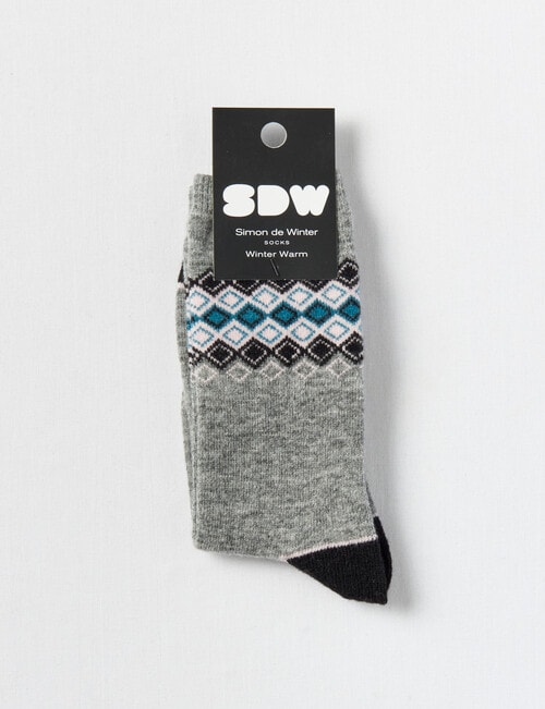 Simon De Winter Winter Warm Crew Sock, Multi Geo Blush product photo View 02 L