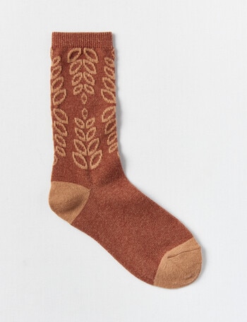 Simon De Winter Winter Warm Crew Sock, Leaf Ochre product photo