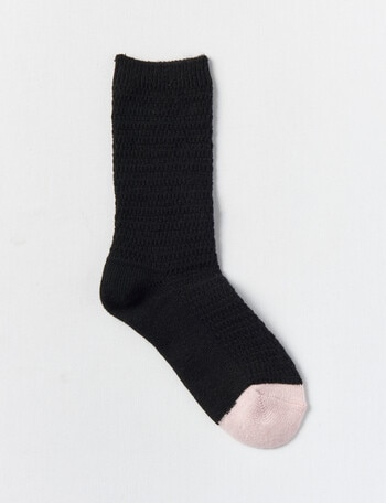 Simon De Winter Winter Warm Crew Sock, Textured Geo Black product photo