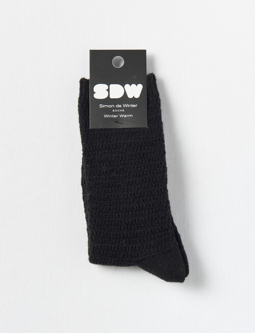 Simon De Winter Winter Warm Crew Sock, Textured Geo Black product photo View 02 L