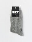 Simon De Winter Winter Warm Crew Sock, Textured Light Grey Marle product photo View 02 S