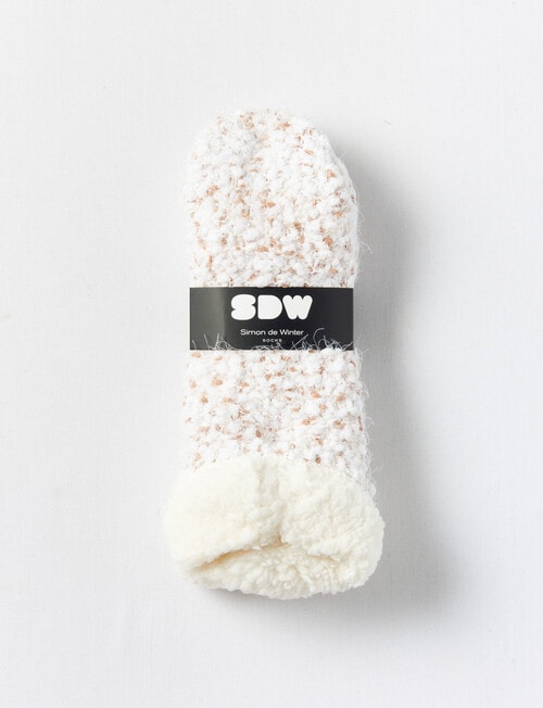 Simon De Winter Sherpa Lined Home Socks, Neutrals product photo View 02 L