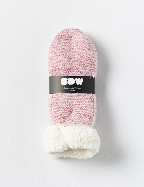 Simon De Winter Sherpa Lined Home Socks, Pink product photo View 02 L