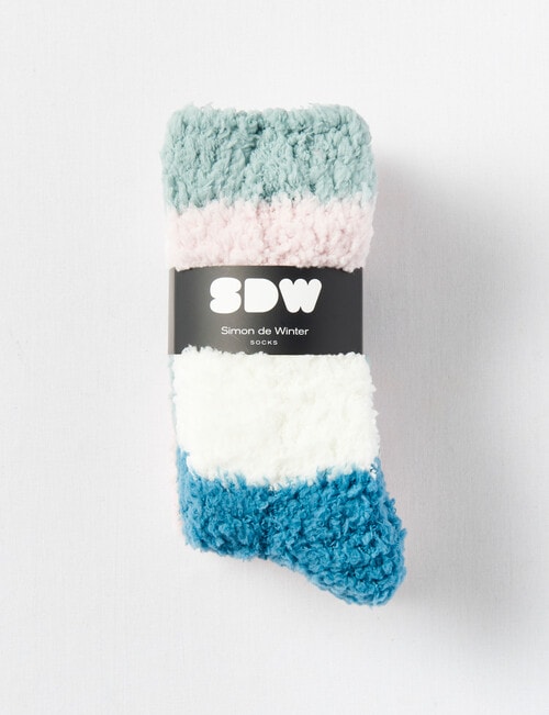 Simon De Winter Fluffy Yarn Strips Home Socks, 2-Pack, Blush product photo View 02 L