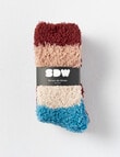 Simon De Winter Fluffy Yarn Strips Home Socks, 2-Pack, Ochre product photo View 02 S