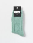 Simon De Winter Winter Warm Crew Sock, Textured Diamonds Green product photo View 02 S