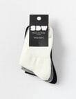 Simon De Winter Rib Cuff 3/4 Crew Sock, 3-Pack, Ivory, Light Grey & Black product photo View 02 S