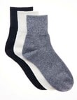 Simon De Winter Rib Cuff 3/4 Crew Sock, 3-Pack, Ivory, Light Grey & Black product photo View 02 S