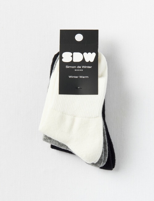 Simon De Winter Rib Cuff 3/4 Crew Sock, 3-Pack, Ivory, Light Grey & Black product photo View 02 L