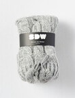 Simon De Winter Sherpa Lined Cable Knit Home Socks, Pearl Stone product photo View 02 S