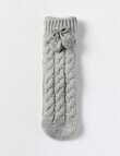 Simon De Winter Sherpa Lined Cable Knit Home Socks, Pearl Stone product photo View 03 S