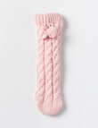 Simon De Winter Sherpa Lined Cable Knit Home Socks, Blush product photo View 03 S