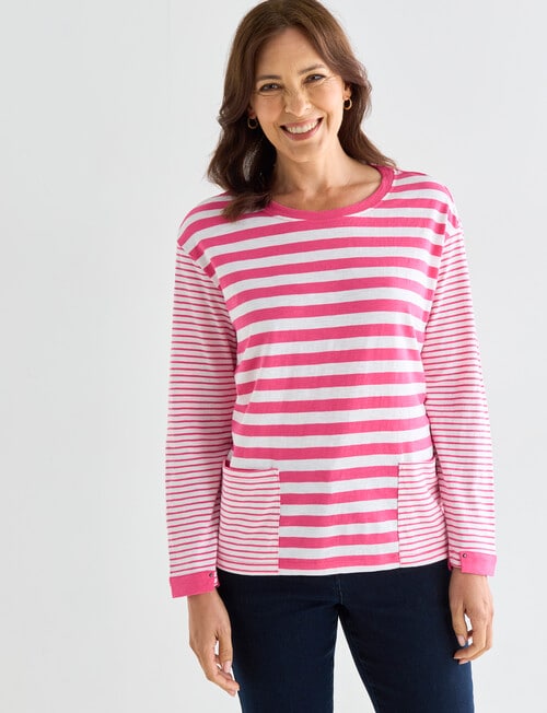 Line 7 Stripes Process Top, Pink & White product photo View 05 L