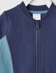 Teeny Weeny Contrast Fleece Zip Through Sweatshirt, Navy product photo View 02 S