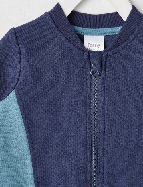 Teeny Weeny Contrast Fleece Zip Through Sweatshirt, Navy product photo View 02 L