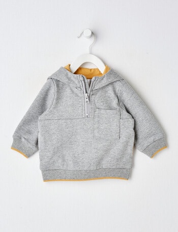 Teeny Weeny French Terry Hoddie, Gray Marle product photo