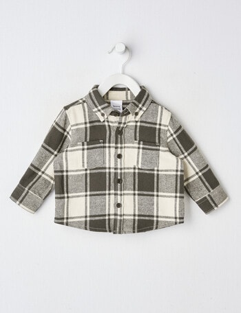 Teeny Weeny Woven Flannel Shirt, Natural & Chocolate product photo