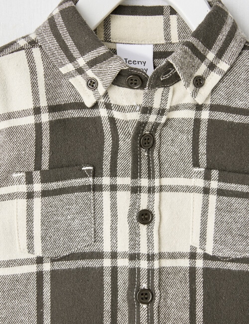 Teeny Weeny Woven Flannel Shirt, Natural & Chocolate product photo View 02 L