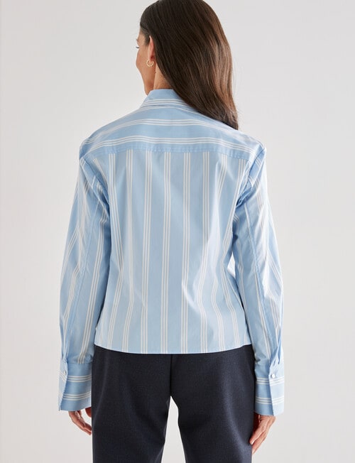 Ella J Stripe Classic Cotton Shirt, Blue & White product photo View 02 L