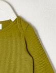 Teeny Weeny Long-Sleeve Rib Bodysuit, Frog Green product photo View 02 S