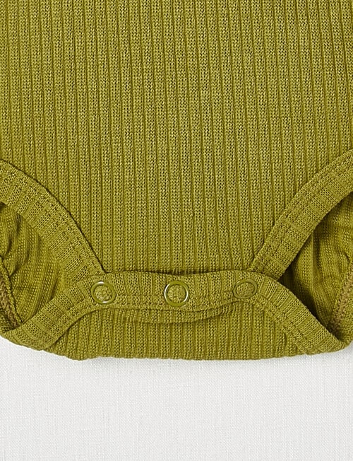 Teeny Weeny Long-Sleeve Rib Bodysuit, Frog Green product photo View 03 L