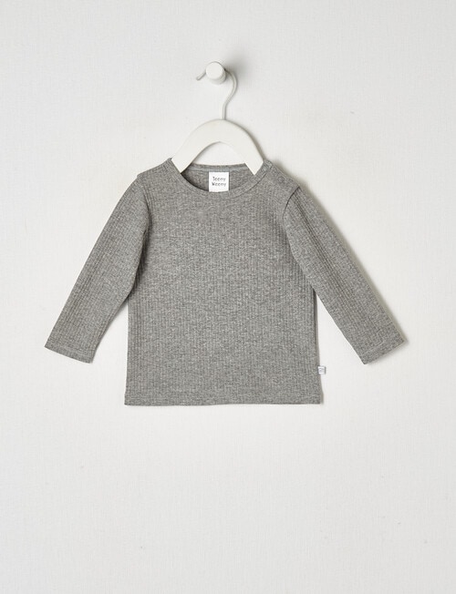 Teeny Weeny Long-Sleeve Rib Tee, Grey Marle product photo