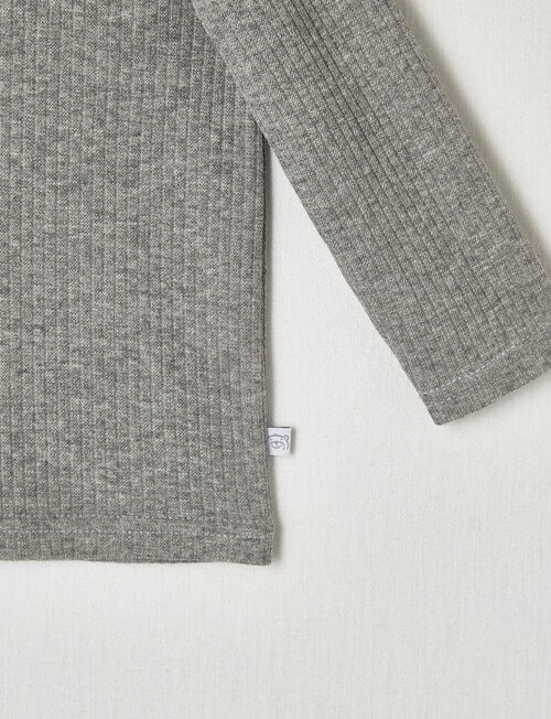 Teeny Weeny Long-Sleeve Rib Tee, Grey Marle product photo View 03 L