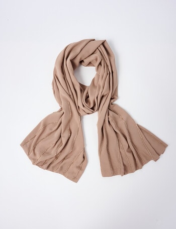Harlow Beaded Wrap Scarf, Champagne product photo