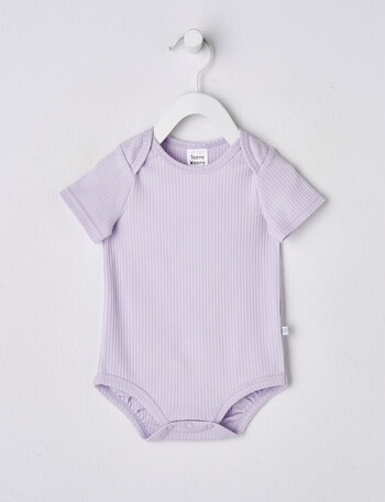 Teeny Weeny Rib Short-Sleeve Bodysuit, Lilac product photo