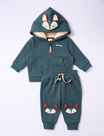 Teeny Weeny Fox Track Suit Set, 2-Piece, Charcoal Blue product photo
