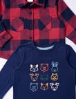 Teeny Weeny Tee & Flannel Shirt Set, 2-Piece, Wine & Navy Check product photo View 02 S