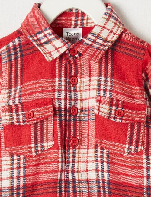 Teeny Weeny Long-Sleeve Bodysuit & Flannel Shirt, Wine Check product photo View 02 L