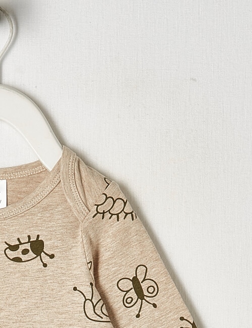 Teeny Weeny Bugs Life Long-Sleeve Bodysuit, Oat Marle product photo View 02 L