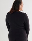 Bodycode Curve Rib Long Sleeve Scoop Neck Tee, Black product photo View 02 S
