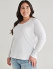Bodycode Curve Scoop Neck Long Sleeve Rib Tee, White product photo View 05 S