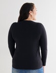 Bodycode Curve Long Sleeve V-Neck Cotton Tee, Black product photo View 02 S