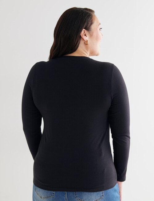 Bodycode Curve Long Sleeve V-Neck Cotton Tee, Black product photo View 02 L