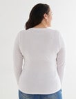 Bodycode Curve Long Sleeve V-Neck Cotton Tee, White product photo View 02 S
