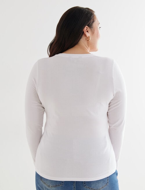 Bodycode Curve Long Sleeve V-Neck Cotton Tee, White product photo View 02 L