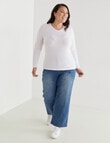 Bodycode Curve Long Sleeve V-Neck Cotton Tee, White product photo View 03 S