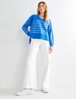 Zest V Neck Knitwear Jumper, Stripe Blue & Ivory product photo View 03 S