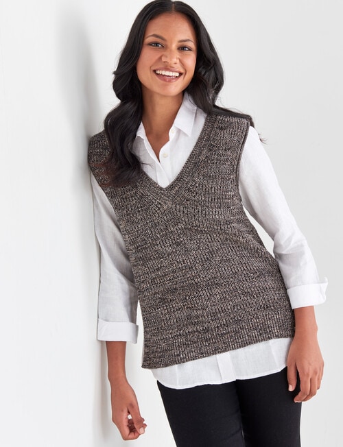 Zest Twist Knit Vest, Black & Grey product photo